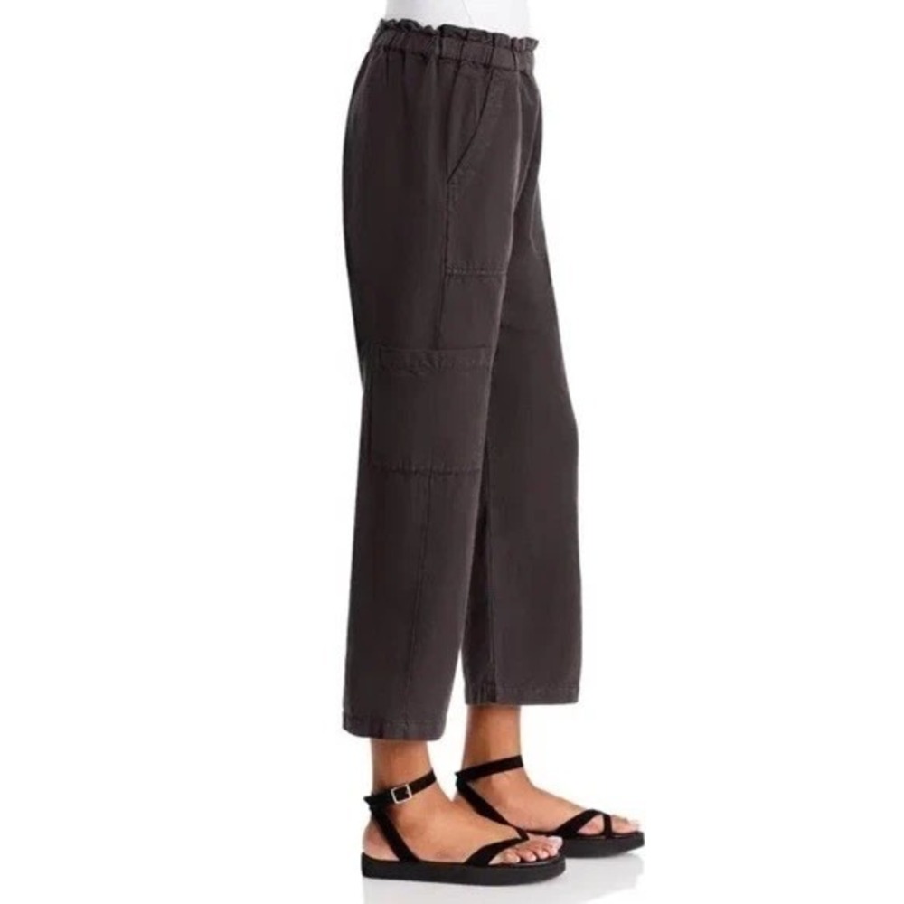 NSF Shailey Paperbag Pants Black Womens Size M Dark Gray Pull on Drop Crotch - Picture 2 of 10